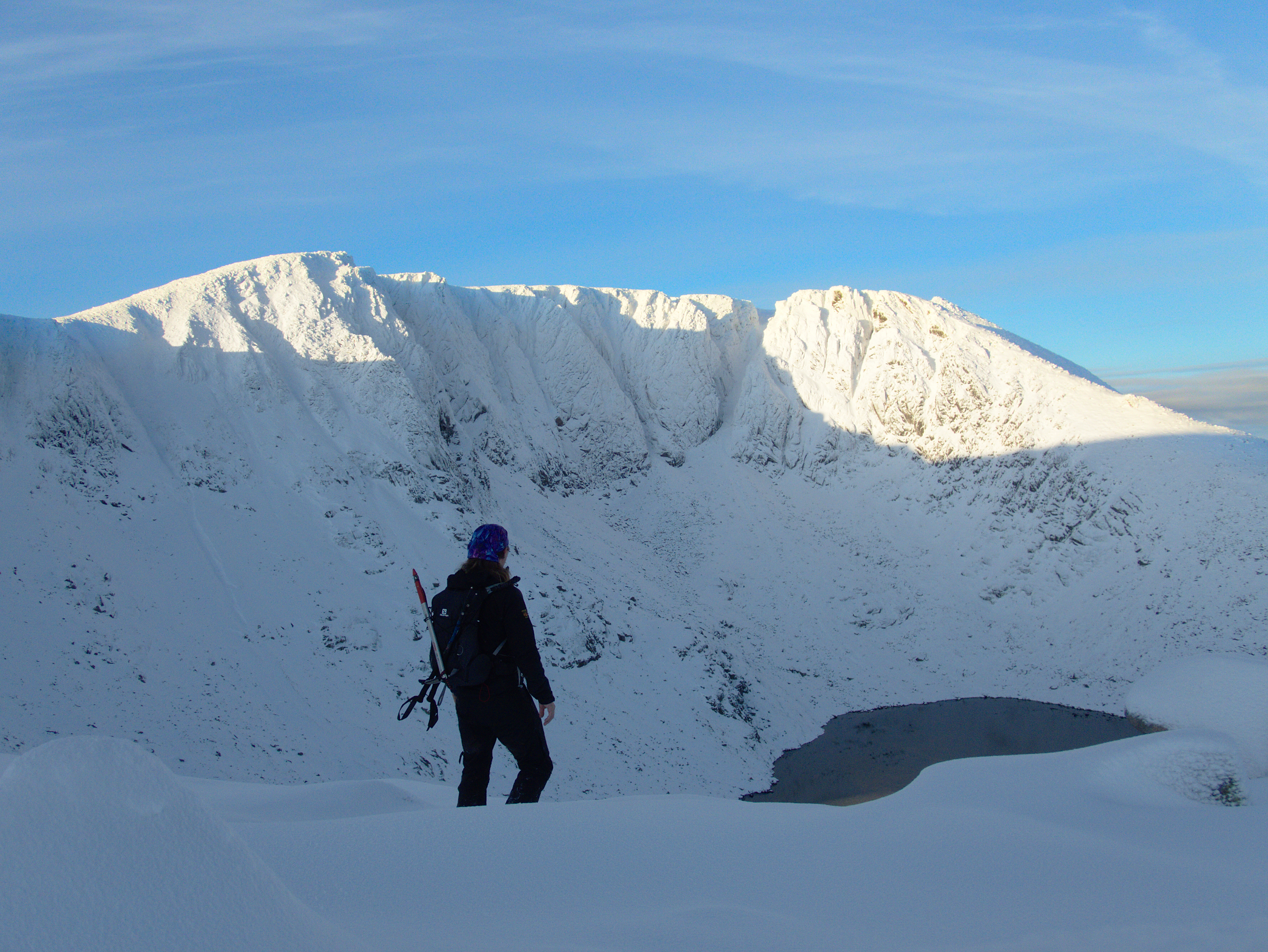 Us overlooking a snowy corrie